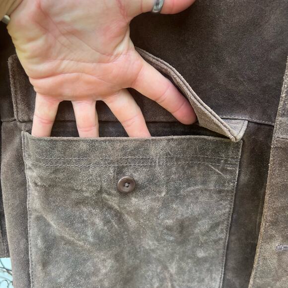 Y2K Timberland Suede Leather Cowboy Chore Coat Chocolate Brown Coat Jacket XL - Picture 5 of 10